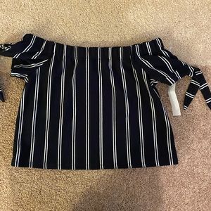 Navy off the shoulder blouse